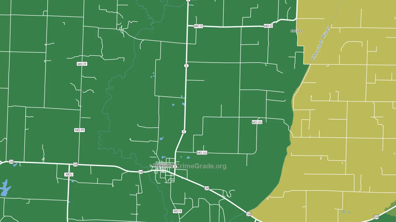 Keytesville, MO Map of Vehicle Theft Rates