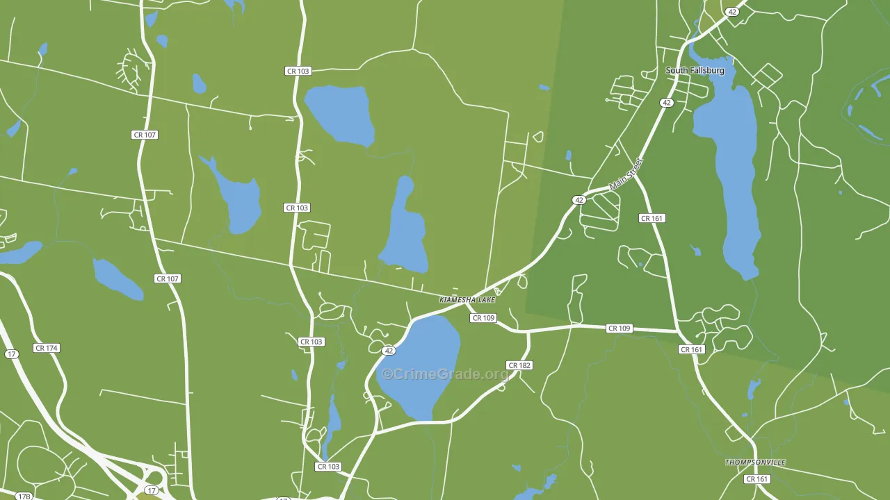 Kiamesha Lake, NY Map of Vehicle Theft Rates