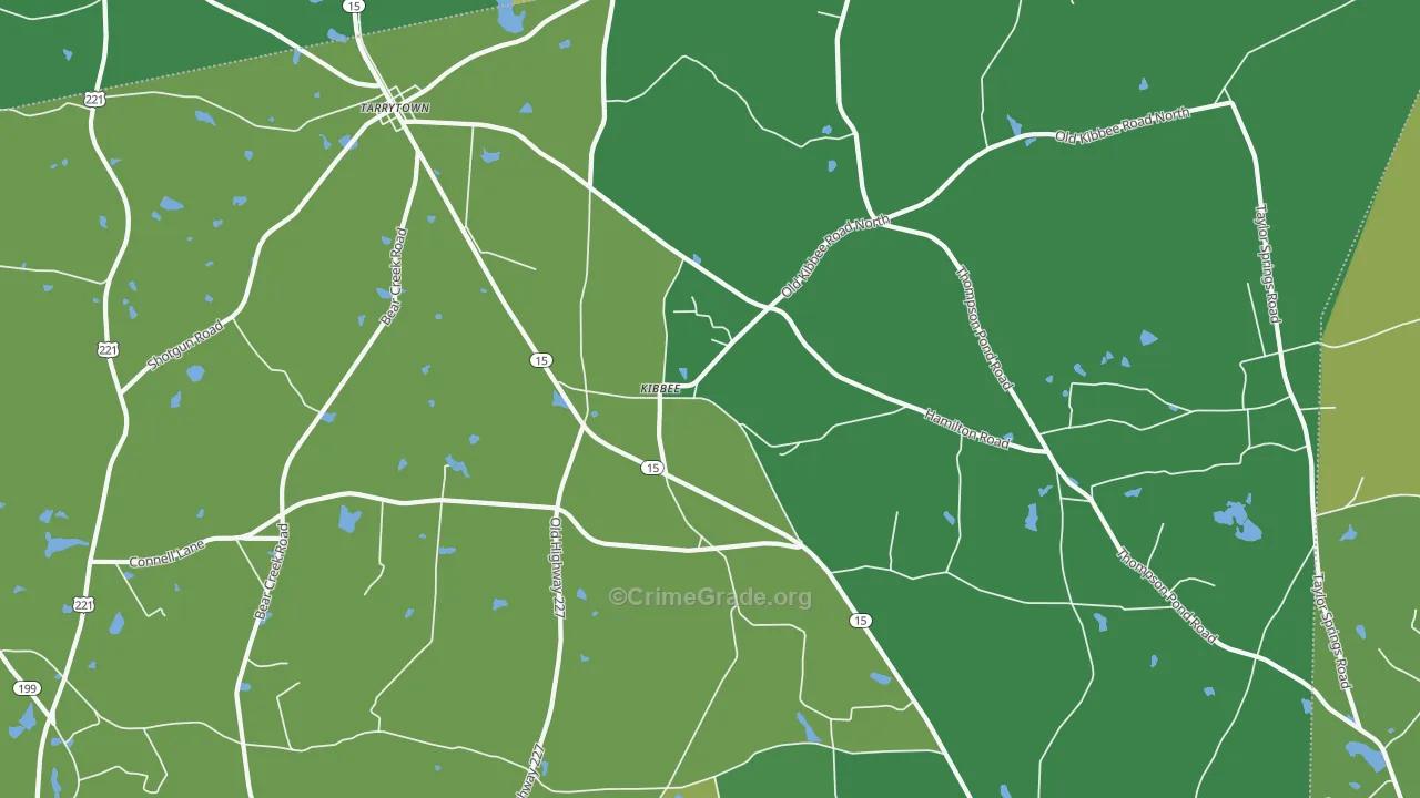 Kibbee, GA Map of Vehicle Theft Rates