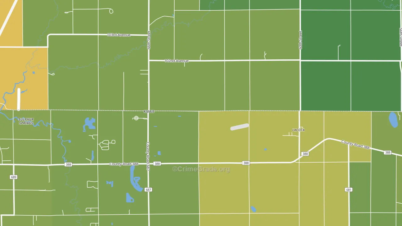 Kibbie, MI Map of Vehicle Theft Rates