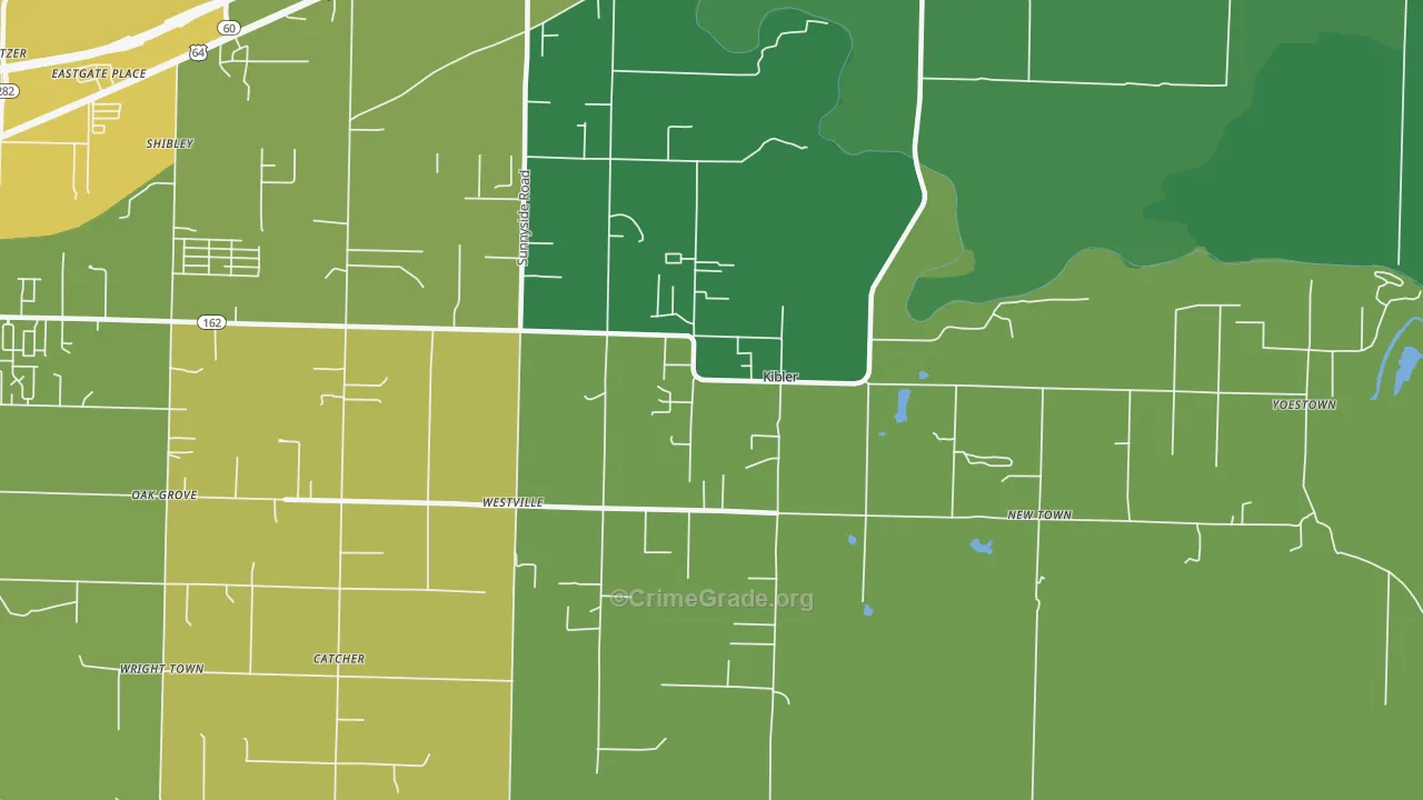 Kibler, AR Map of Vehicle Theft Rates