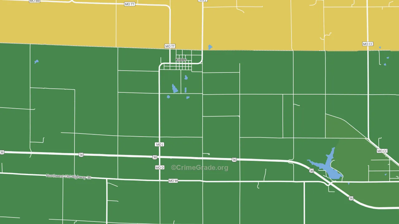 Kidder, MO Map of Vehicle Theft Rates