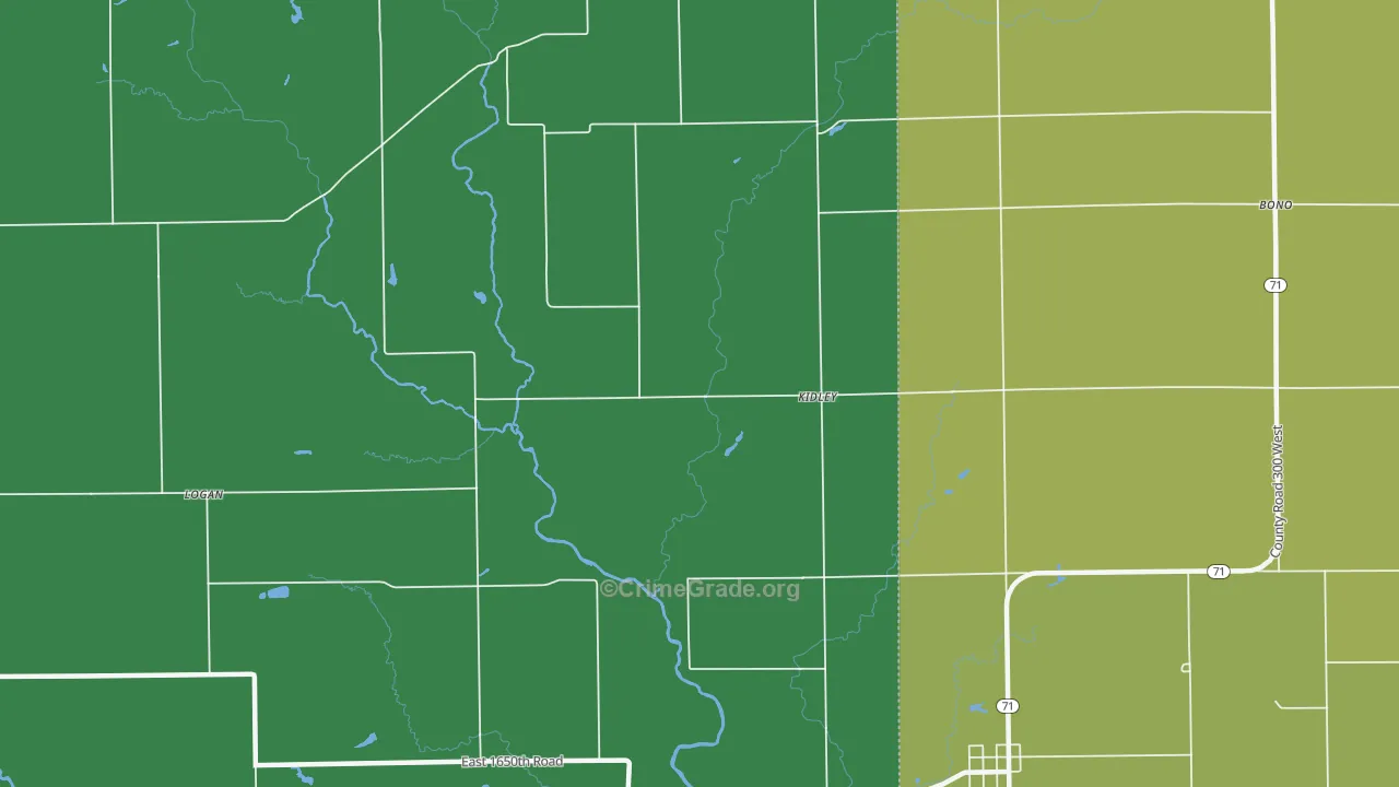 Kidley, IL Map of Vehicle Theft Rates