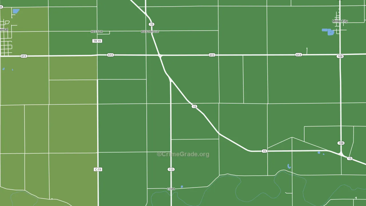 Kieferville, OH Map of Vehicle Theft Rates