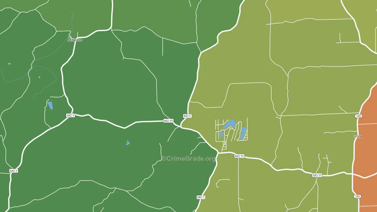 Kiel, MO Map of Vehicle Theft Rates