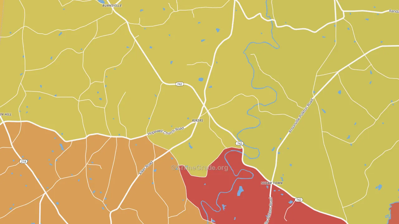 Kikers, NC Map of Vehicle Theft Rates