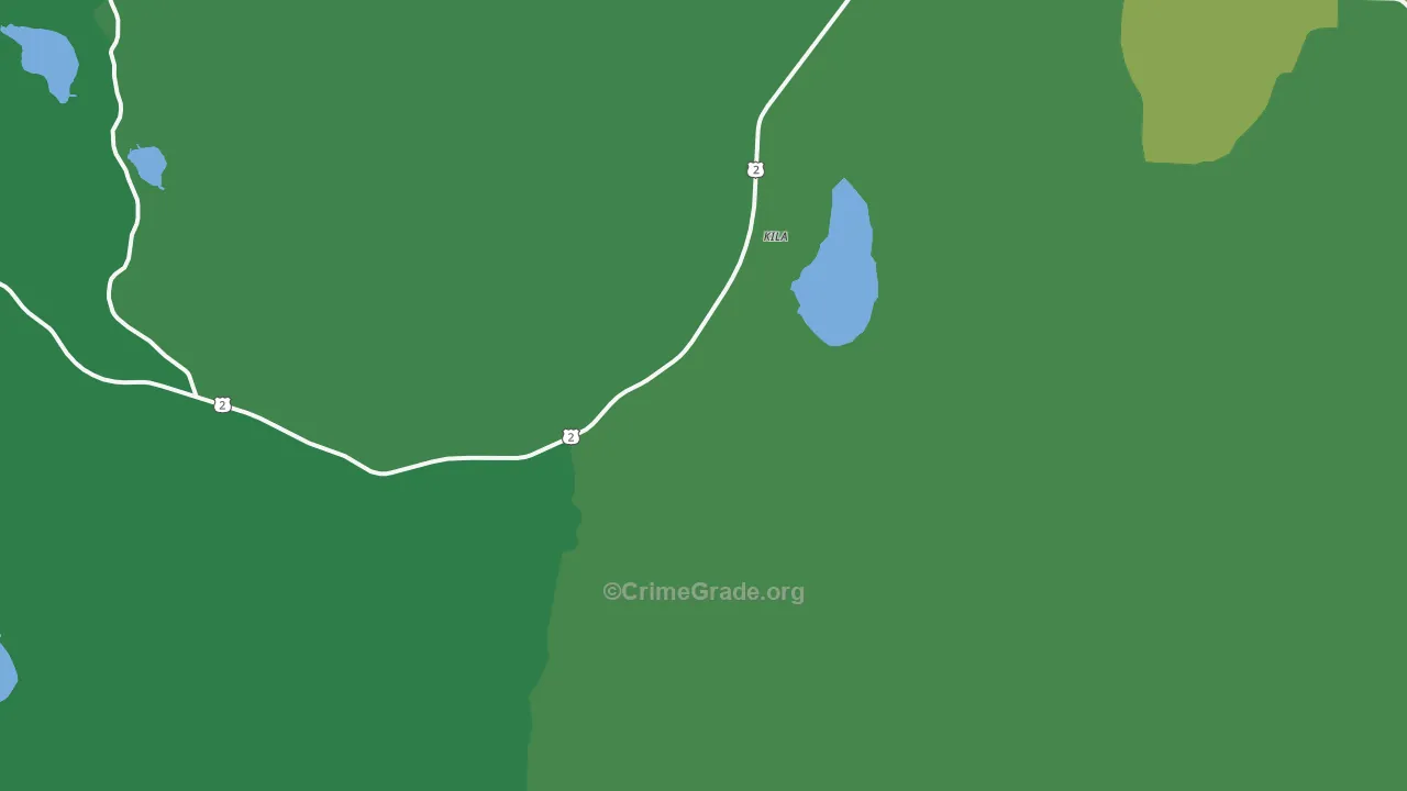 Kila, MT Map of Vehicle Theft Rates