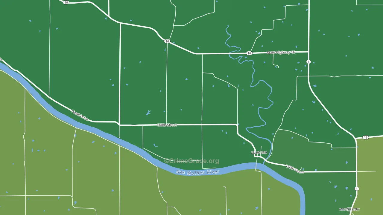 Kilbourn, IA Map of Vehicle Theft Rates