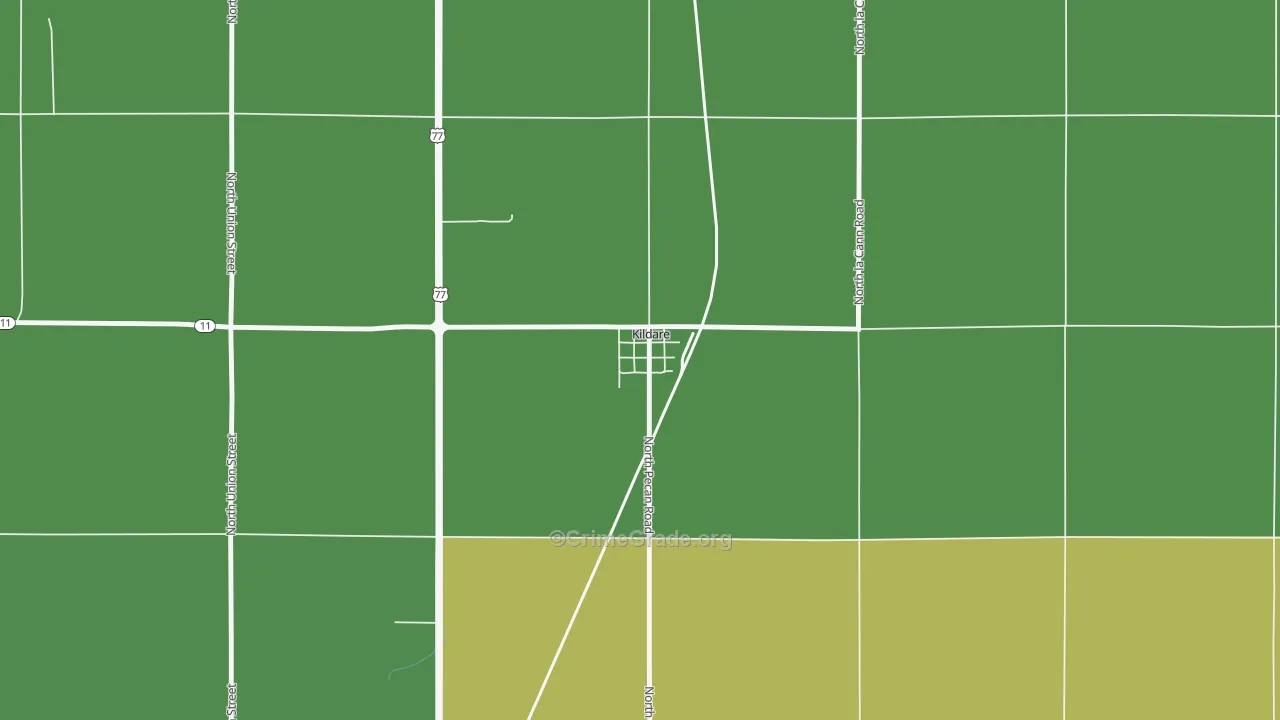 Kildare, OK Map of Vehicle Theft Rates