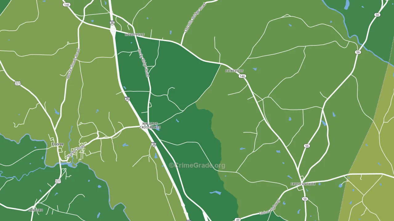 Kilgore, SC Map of Vehicle Theft Rates