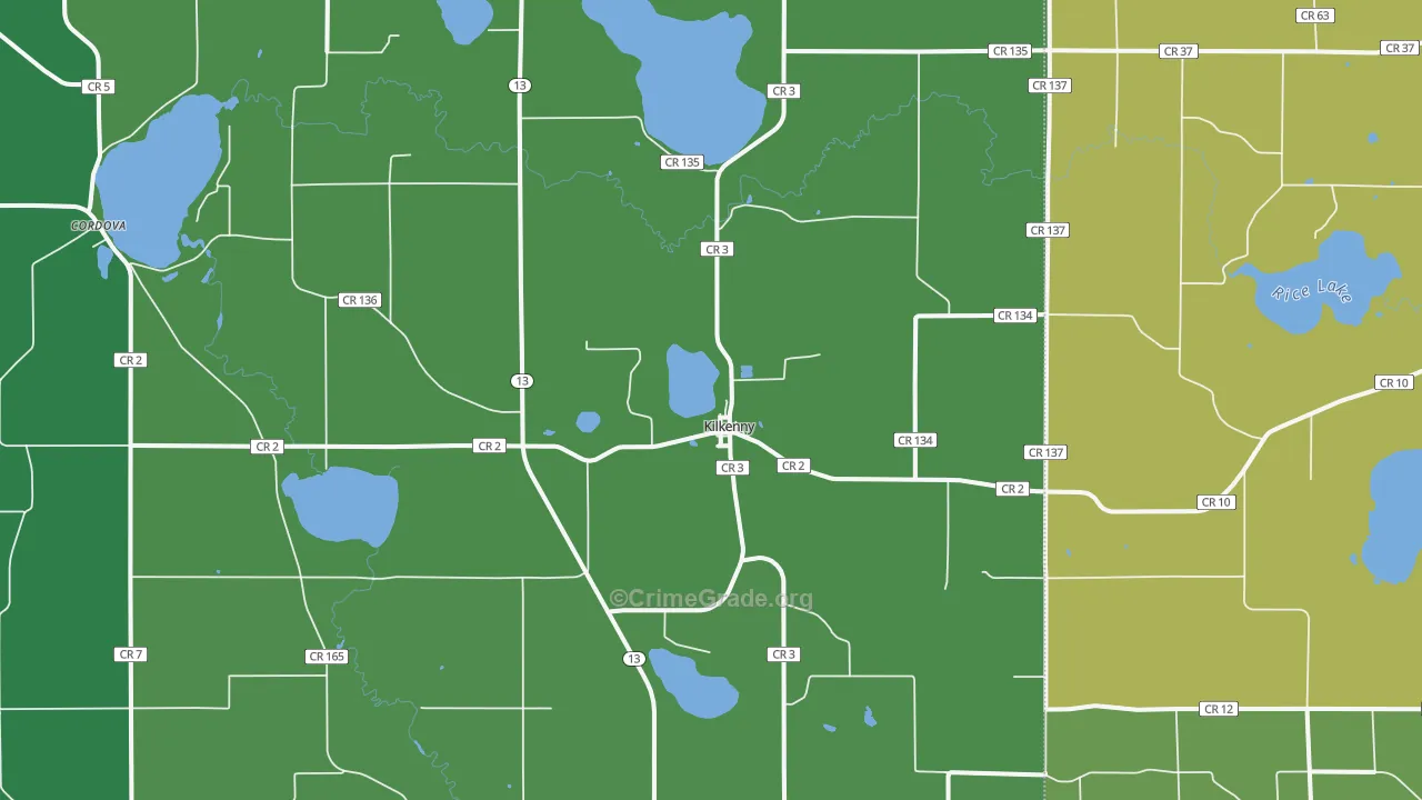 Kilkenny, MN Map of Vehicle Theft Rates