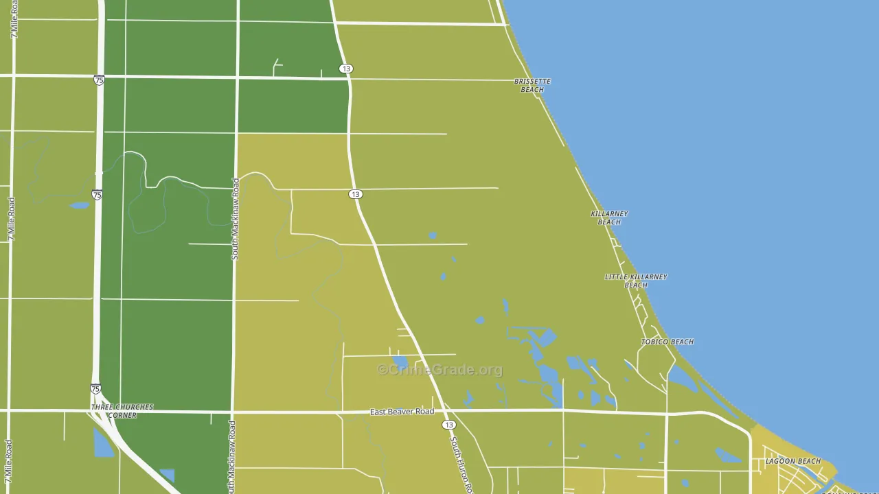Killarney Beach, MI Map of Vehicle Theft Rates