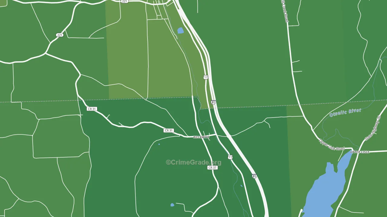 Killawog, NY Map of Vehicle Theft Rates