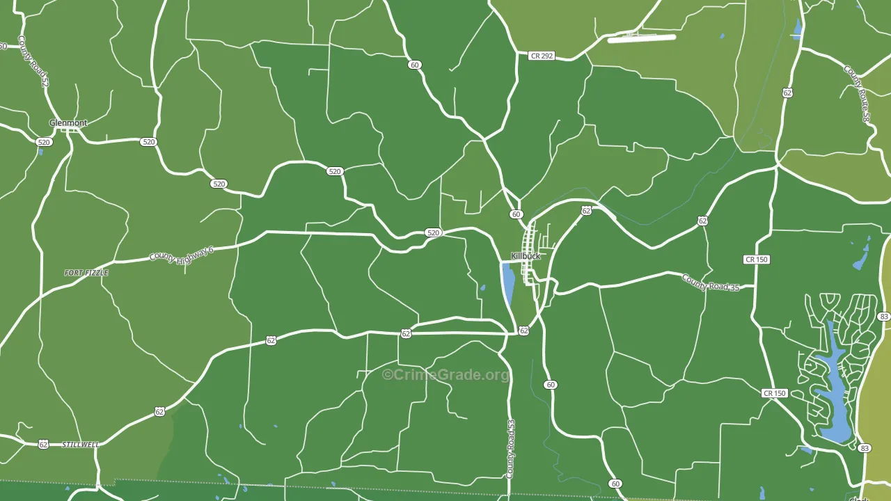 Killbuck, OH Map of Vehicle Theft Rates