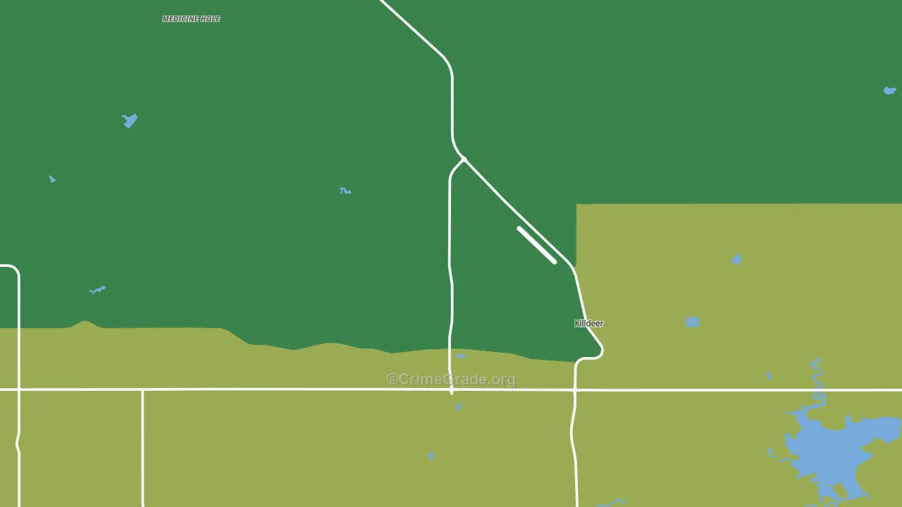 Killdeer, ND Map of Vehicle Theft Rates