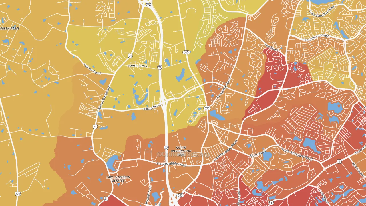 Killian, SC Map of Vehicle Theft Rates