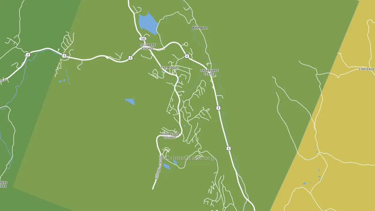 Killington, VT Map of Vehicle Theft Rates