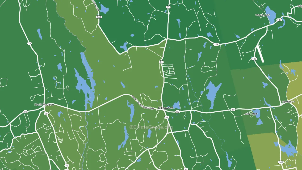 Killingworth, CT Map of Vehicle Theft Rates