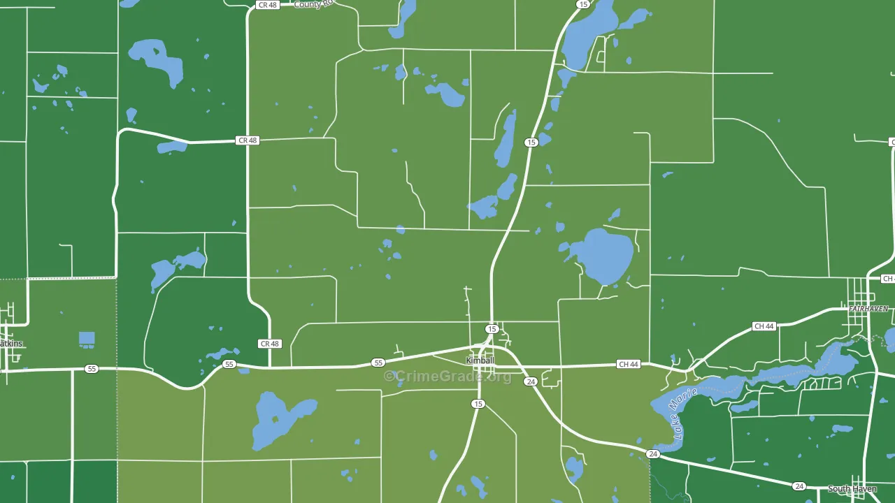 Kimball, MN Map of Vehicle Theft Rates