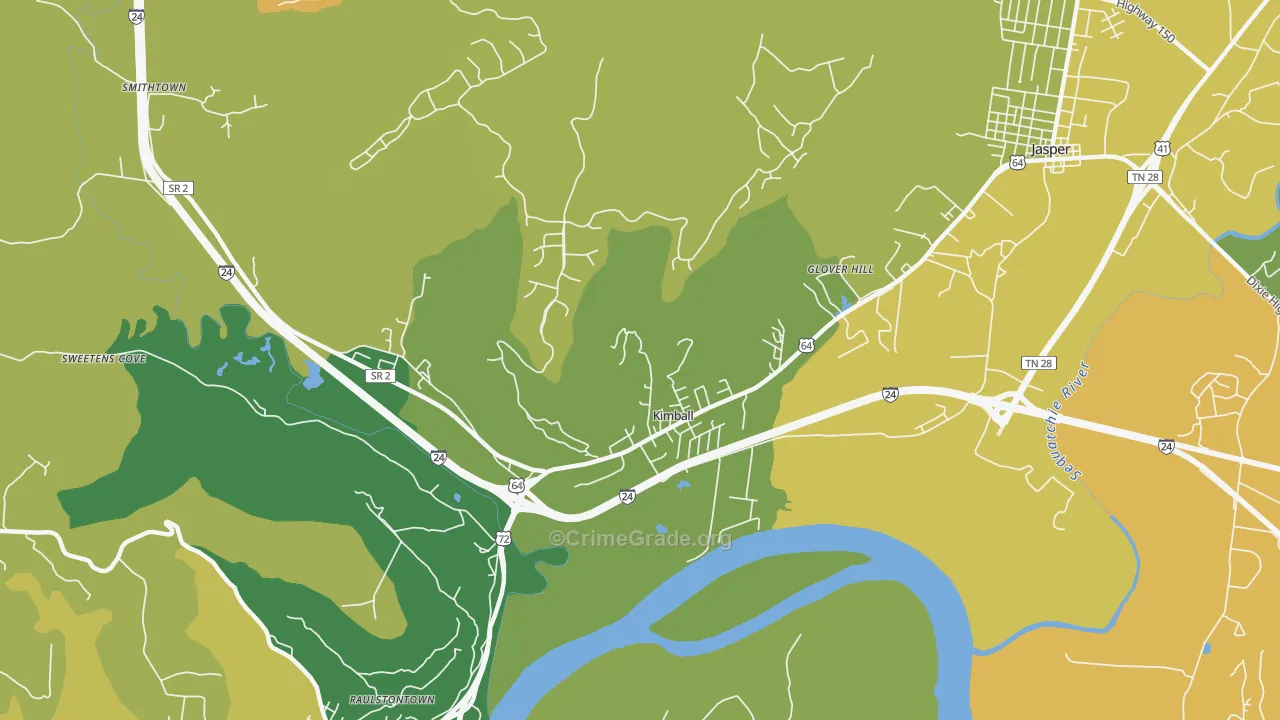 Kimball, TN Map of Vehicle Theft Rates