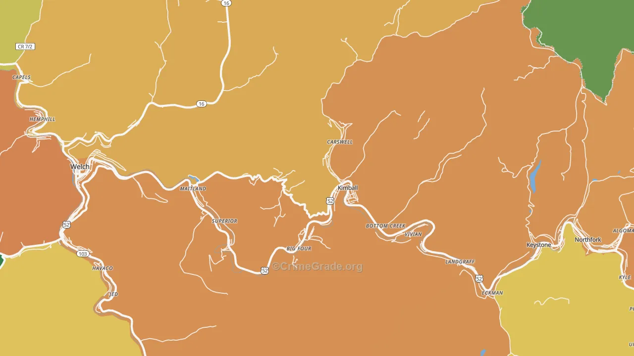 Kimball, WV Map of Vehicle Theft Rates