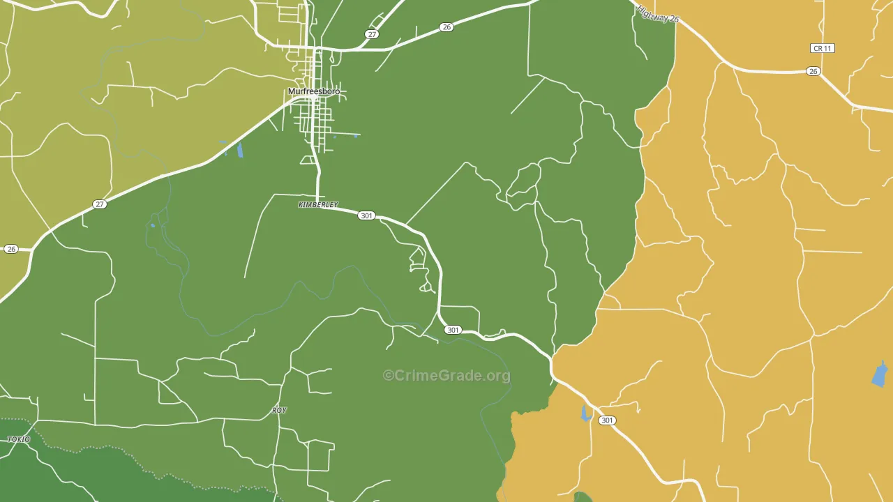 Kimberley, AR Map of Vehicle Theft Rates