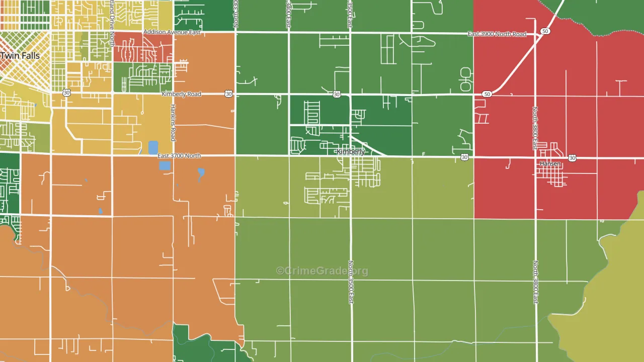 Kimberly, ID Map of Vehicle Theft Rates