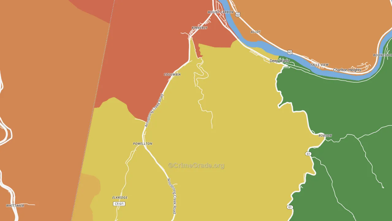 Kimberly, WV Map of Vehicle Theft Rates