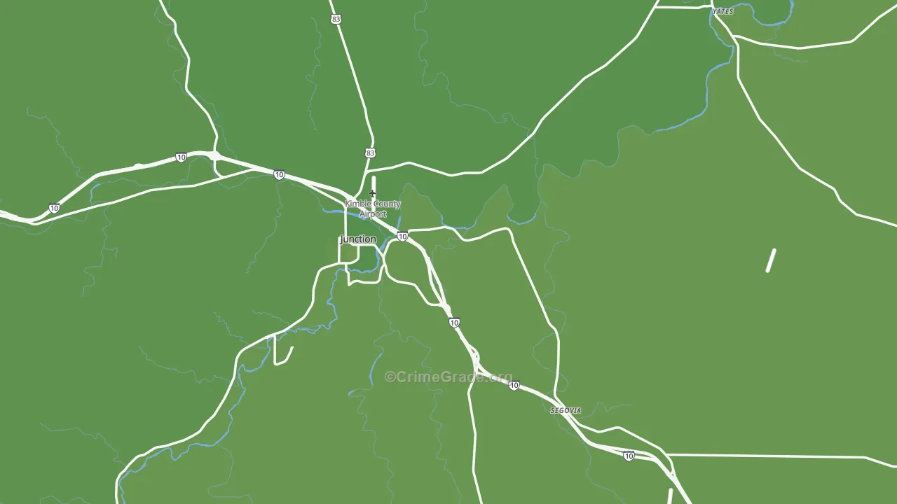 Kimble County, TX Map of Vehicle Theft Rates