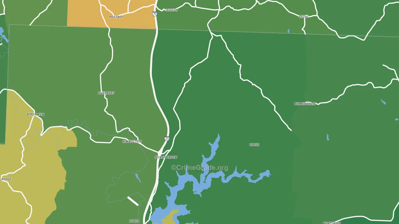 Kimbolton, OH Map of Vehicle Theft Rates