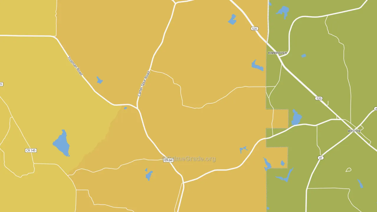 Kimbrough, GA Map of Vehicle Theft Rates