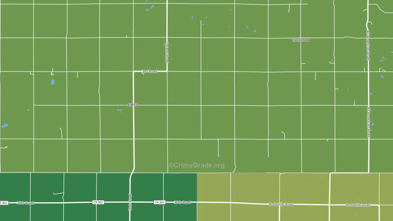 Kimeo, KS Map of Vehicle Theft Rates