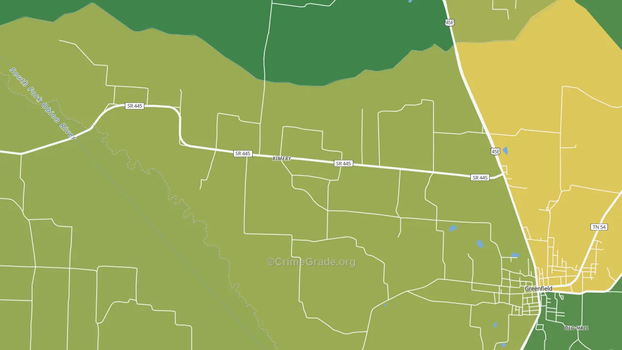 Kimery, TN Map of Vehicle Theft Rates