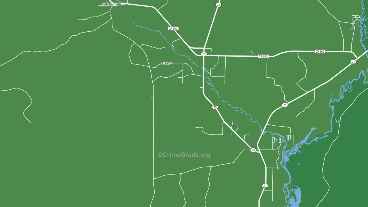 Kinard, FL Map of Vehicle Theft Rates