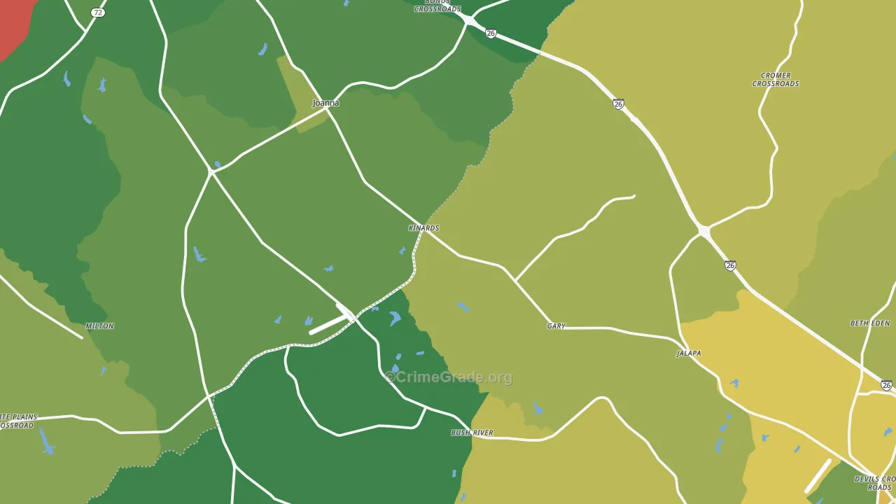Kinards, SC Map of Vehicle Theft Rates