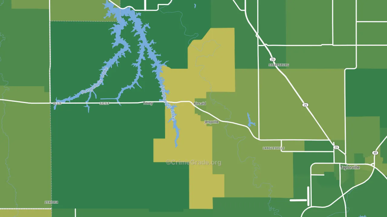 Kincaid, IL Map of Vehicle Theft Rates