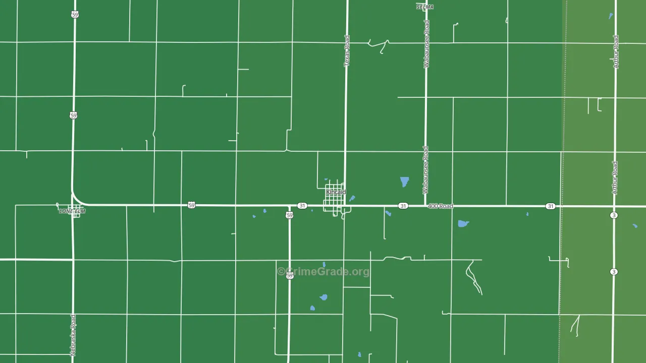 Kincaid, KS Map of Vehicle Theft Rates