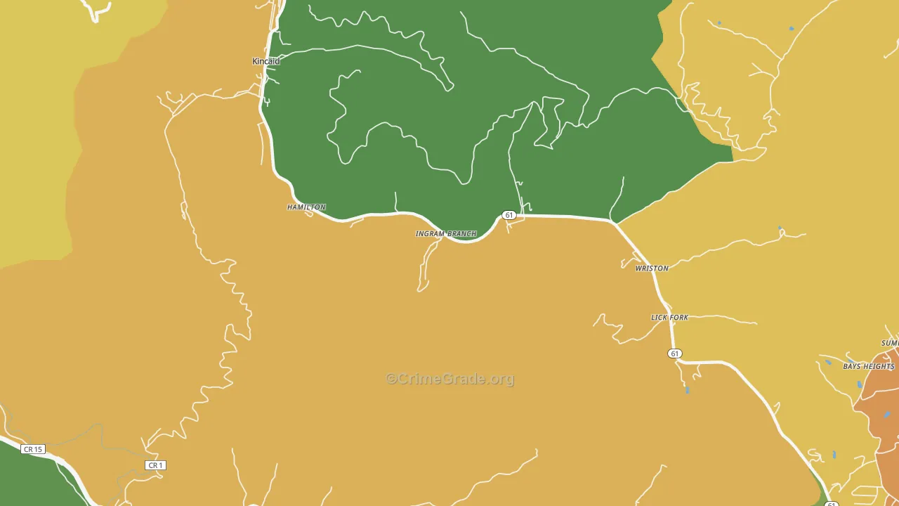 Kincaid, WV Map of Vehicle Theft Rates