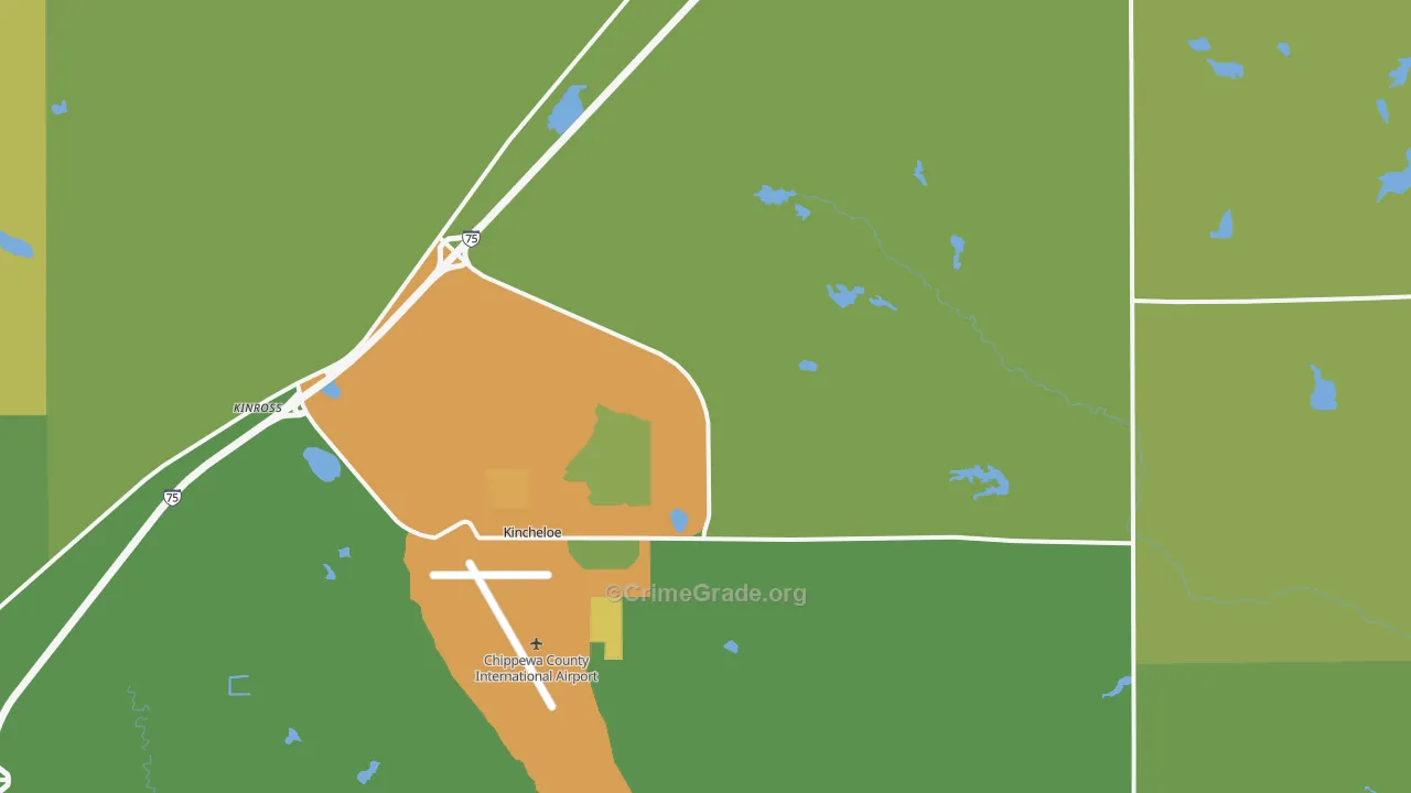 Kincheloe, MI Map of Vehicle Theft Rates