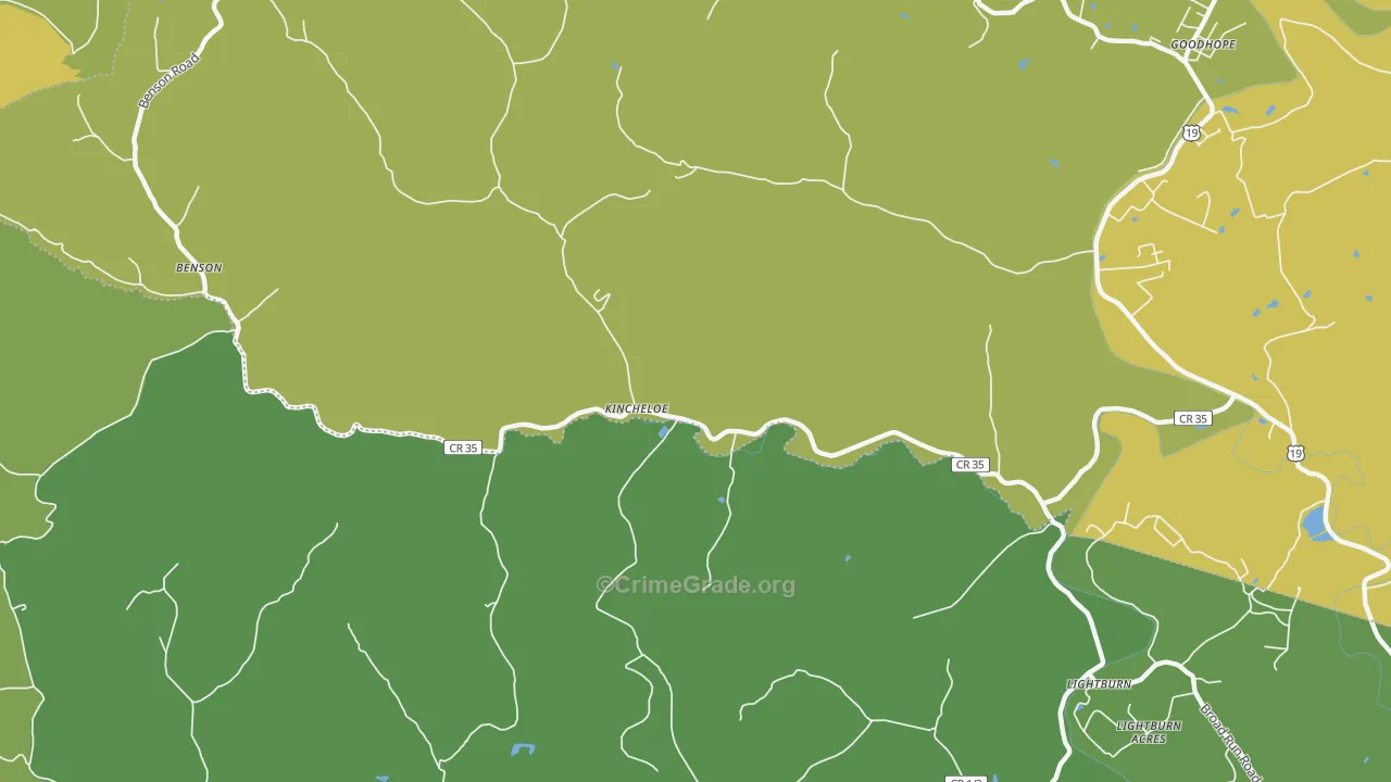Kincheloe, WV Map of Vehicle Theft Rates