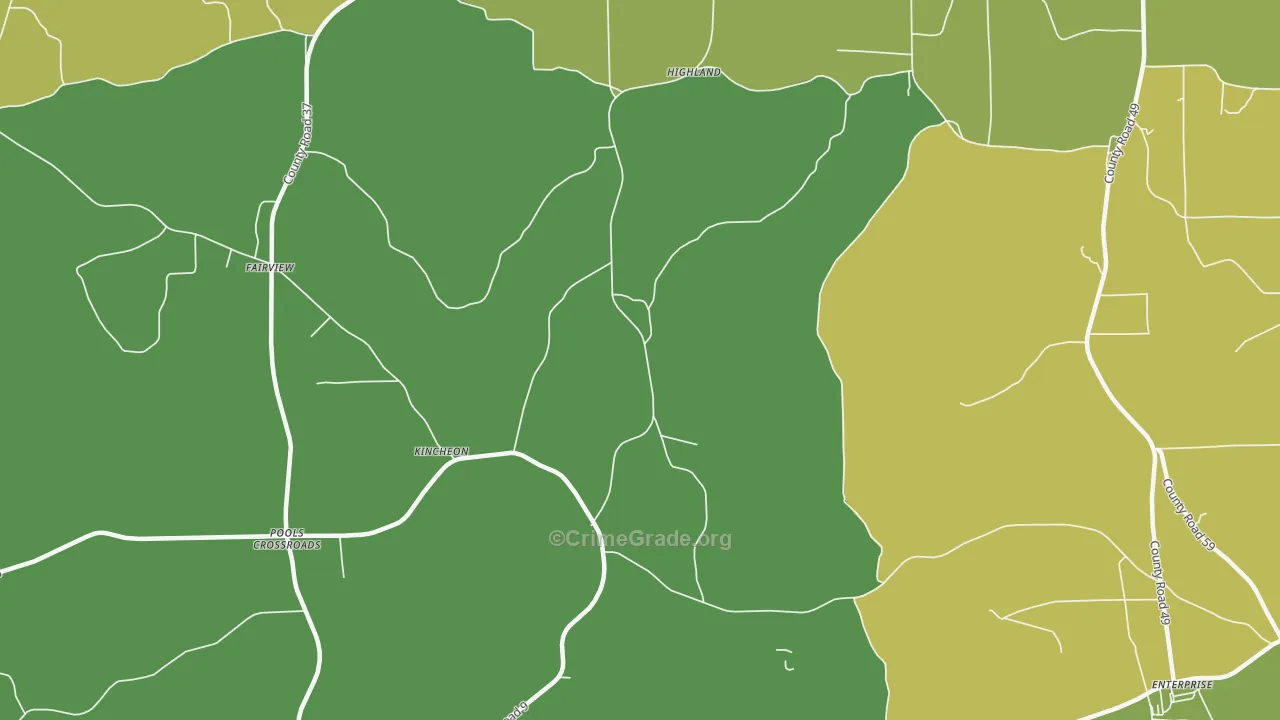 Kincheon, AL Map of Vehicle Theft Rates