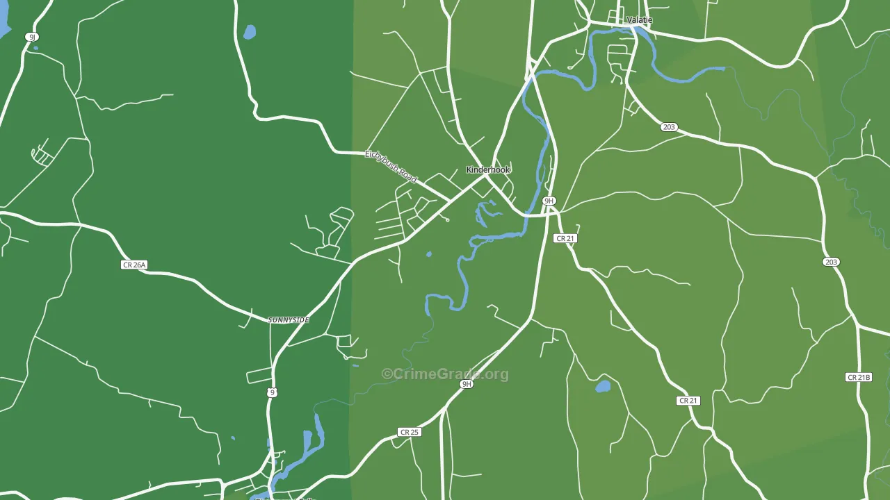 Kinderhook, NY Map of Vehicle Theft Rates