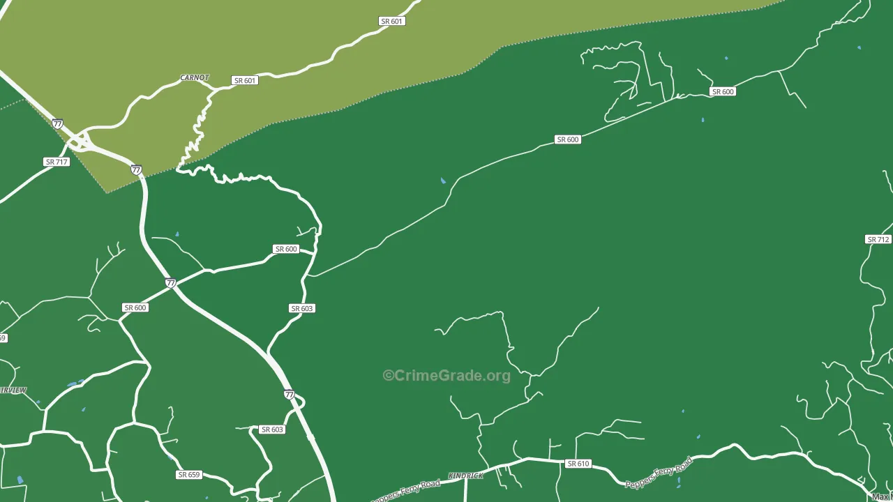 Kindrick, VA Map of Vehicle Theft Rates