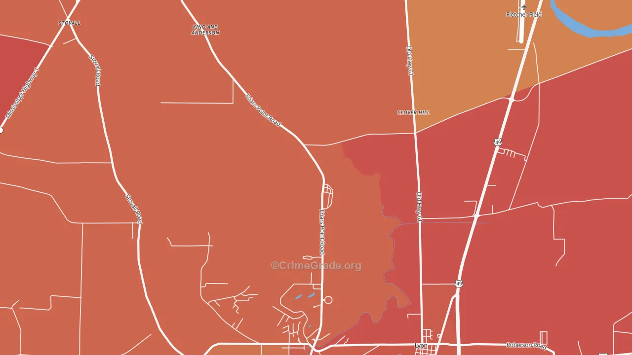 King and Anderson, MS Map of Vehicle Theft Rates