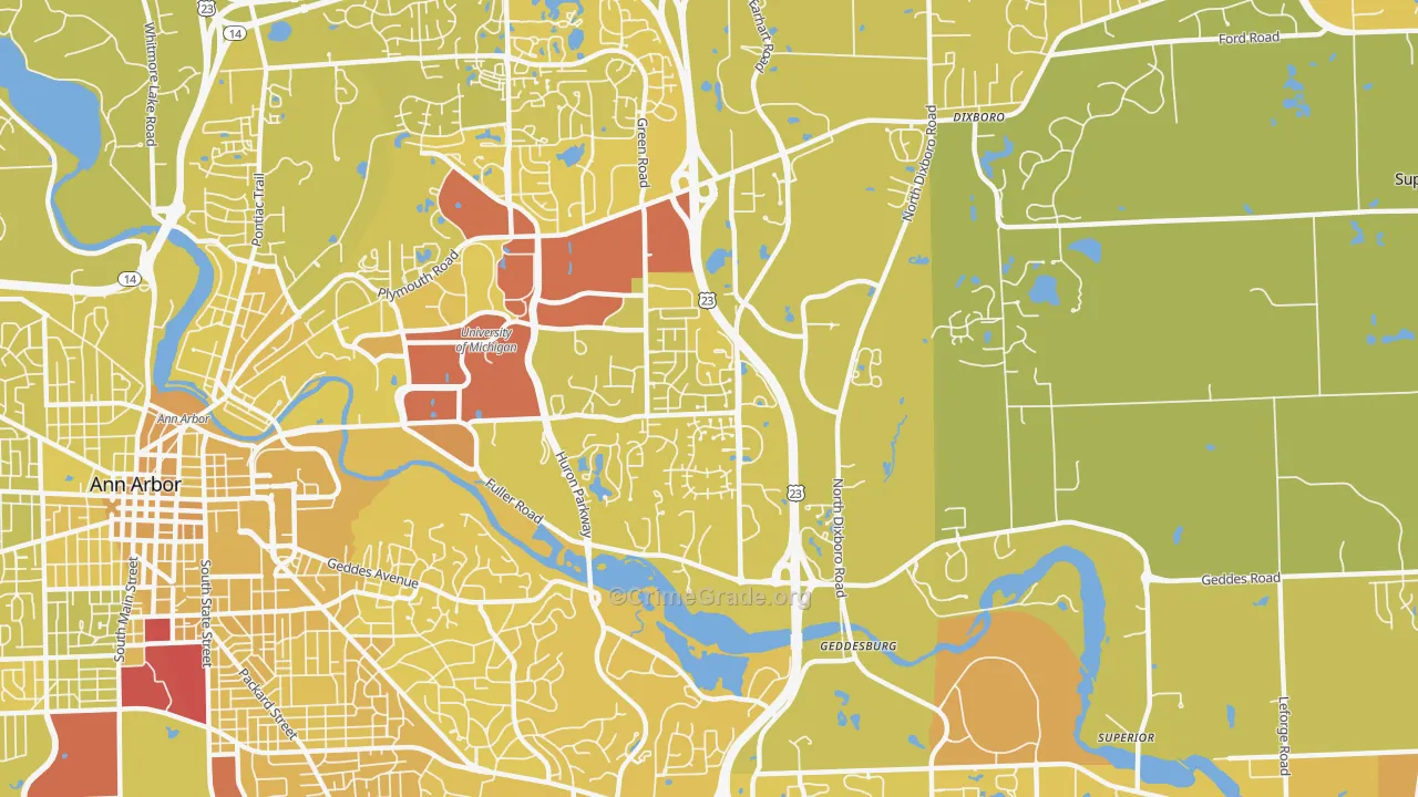 King, Ann Arbor, MI Map of Vehicle Theft Rates