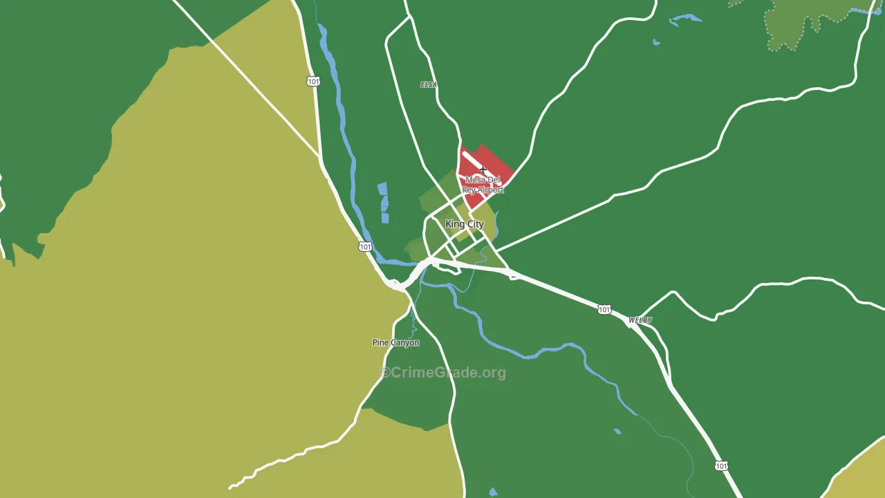 King City, CA Map of Vehicle Theft Rates