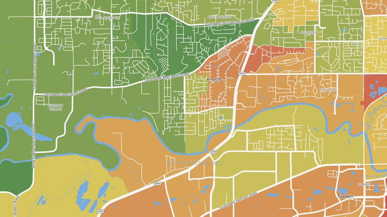 King City, OR Map of Vehicle Theft Rates