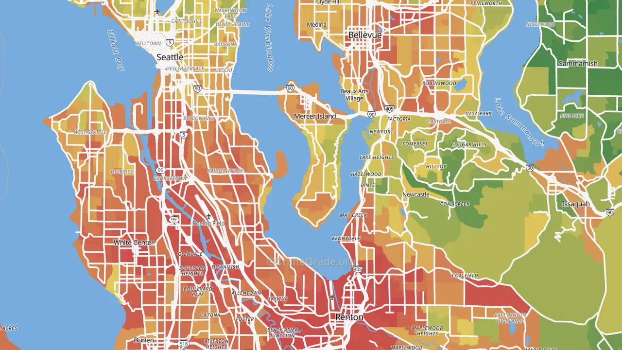 King County, WA Map of Vehicle Theft Rates