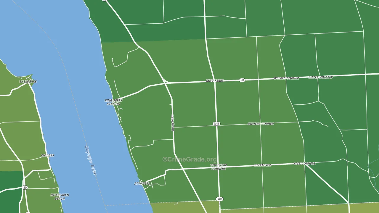 King Ferry, NY Map of Vehicle Theft Rates