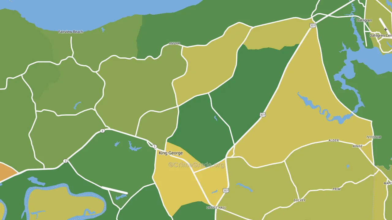 King George County, VA Map of Vehicle Theft Rates